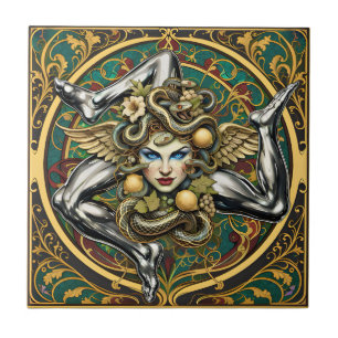 Sicilia Trinacria Sicilian design  Ceramic Tile