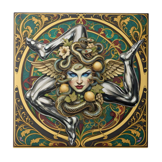 Sicilia Trinacria Sicilian design  Ceramic Tile (Front)