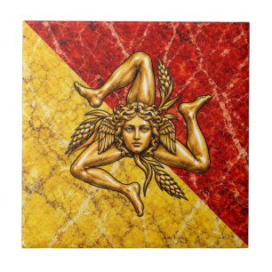 Sicilia Trinacria Sicilian Flag design Ceramic Tile