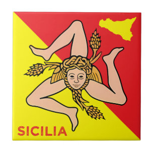 Sicilia Trinacria Sicilian Flag design Ceramic Tile