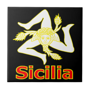 Sicilia with Trinacria Symbol T-Shirt Ceramic Tile
