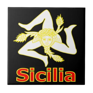 Sicilia with Trinacria Symbol T-Shirt Ceramic Tile
