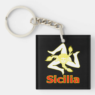 Sicilia with Trinacria Symbol T-Shirt Key Ring