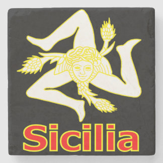 Sicilia with Trinacria Symbol T-Shirt Stone Coaster