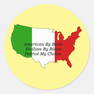 Sicilian American Italian Patriot USA Map Classic Round Sticker