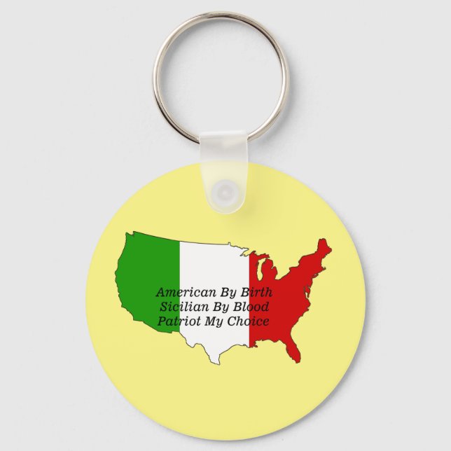 Sicilian American Italian Patriot USA Map  Key Ring (Front)