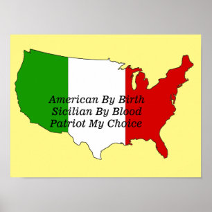 Sicilian American Italian Patriot USA Map  Poster