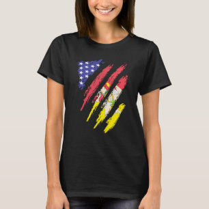 Sicilian American Patriot Grown Heart Flag Stripes T-Shirt
