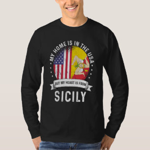 Sicilian American Patriot Grown Proud Home USA Fla T-Shirt