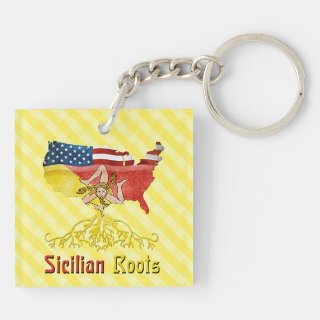 Sicilian American Roots, Sicily Key Ring (Back)