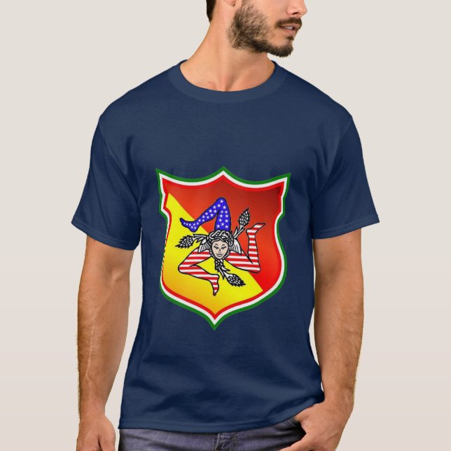SICILIAN-AMERICAN TRINACRIA CREST T-Shirt (Front)