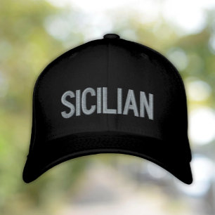 Sicilian black embroidered cap
