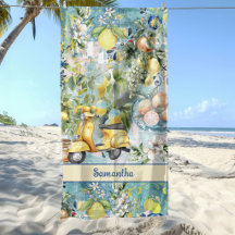 Sicilian Blue Citrus Floral Tile Art Collage