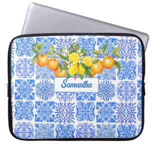 Sicilian blue yellow citrus Mediterranean azulejo Laptop Sleeve