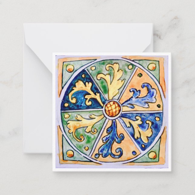 Sicilian Ceramic Tile - P7 - Flat note card (Front)