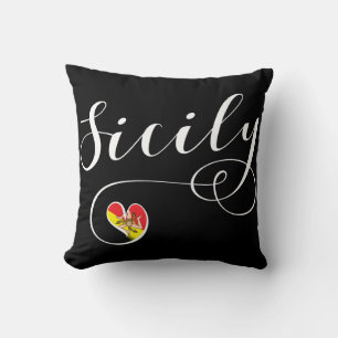 Sicilian Flag Heart, I Love Sicily Cushion