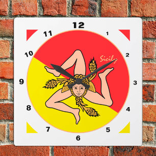 Sicilian Flag, Sicily trendy fashion /design clock