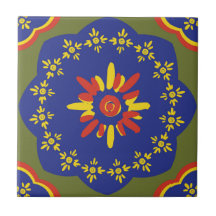 Sicilian Flower Dot Ceramic Tile