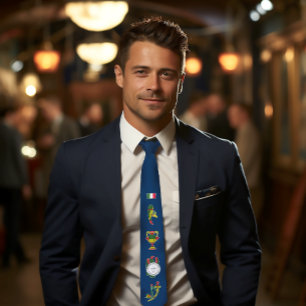 Sicilian Italian Card Aces Nostalgia Blue Tie