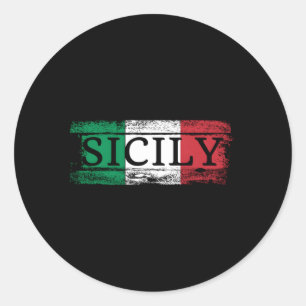 Sicilian Italian Italy Flag I Sicily Vacation Trav Classic Round Sticker