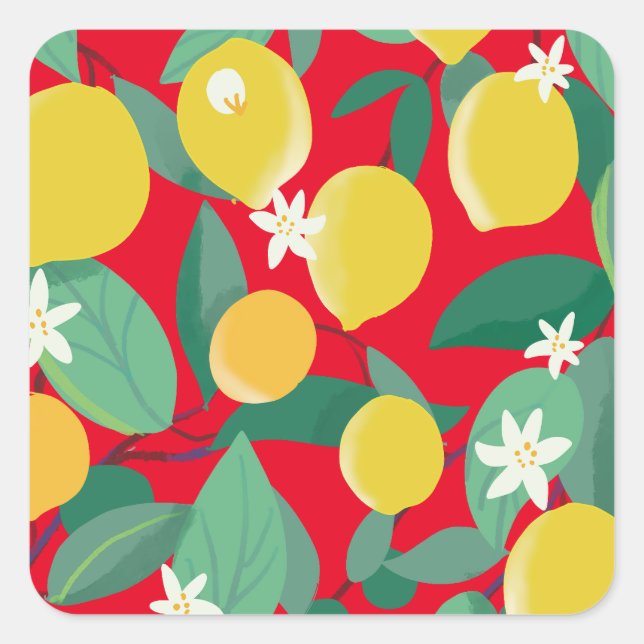 Sicilian lemons square sticker (Front)