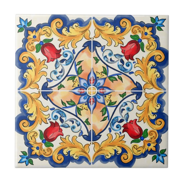 Sicilian Majolica Colourful Tile Pattern (Front)