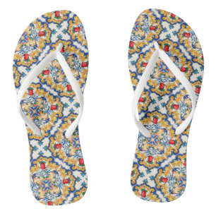 Sicilian Majolica Colourful Tile Pattern Thongs