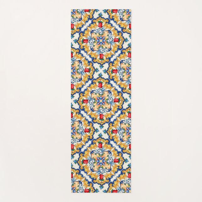 Sicilian Majolica Colourful Tile Pattern Yoga Mat (Front)