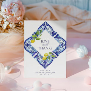 Sicilian Majolica Thank You Card – Lemon Design