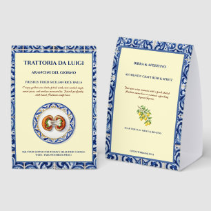Sicilian Majolica Tile Paper Table Tent  Arancini