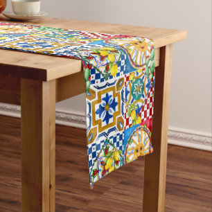 Sicilian,majolica,tiles,lemons    long table runner