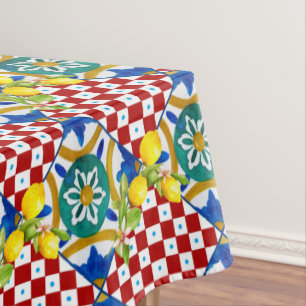 Sicilian,majolica,tiles,lemons  tablecloth