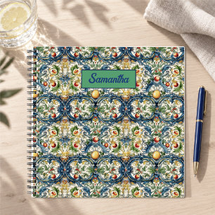 Sicilian Mediterranean Blue Tile Citrus Notebook