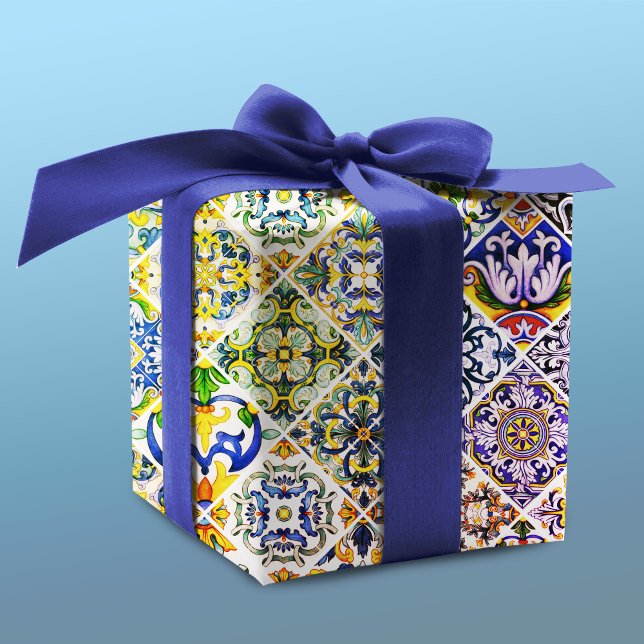 Sicilian Mediterranean Green Tile Pattern Wrapping Paper (Creator Uploaded)