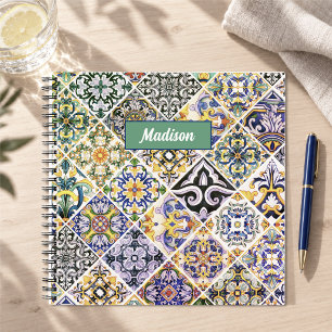 Sicilian Mediterranean Green Tiles Majolica Notebook