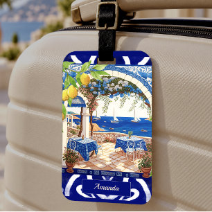 Sicilian Mediterranean majolica citrus blue tiles Gift Tags