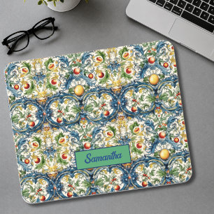 Sicilian Mediterranean oranges majolica blue Mouse Pad