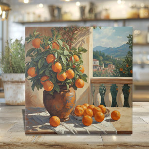 Sicilian Orange Tree Tile with Balustrade View