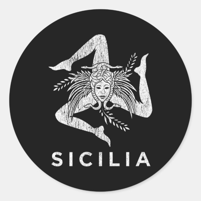 Sicilian Pride Sicilia Sicilian Flag Trinacria Fad Classic Round Sticker (Front)
