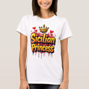 Sicilian Princess graffiti style crown w hearts T-Shirt