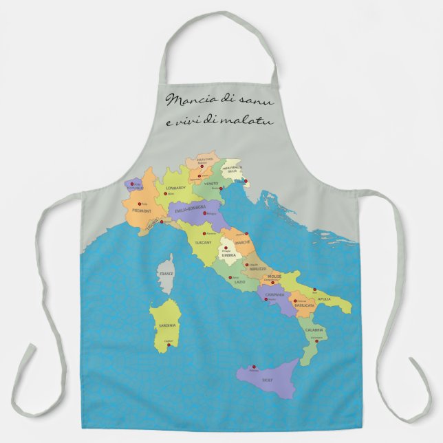 Sicilian Proverb Map of Italy Apron (Front)