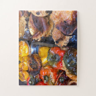 Sicilian Street Feast   Stuffed Peppers & Eggplant Jigsaw Puzzle