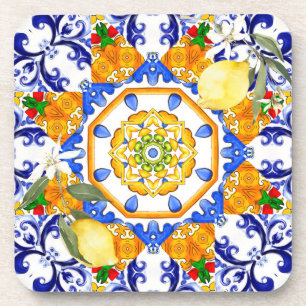 Sicilian style,lemons,majolica  coaster