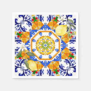 Sicilian style,lemons,majolica napkin
