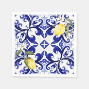 Sicilian style,lemons,majolica napkin