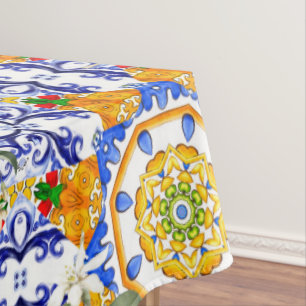 Sicilian style,lemons,majolica  tablecloth