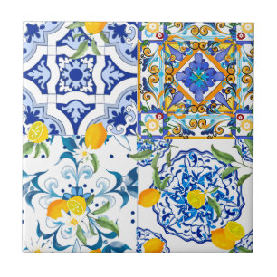 Sicilian style,majolica,lemons ceramic tile