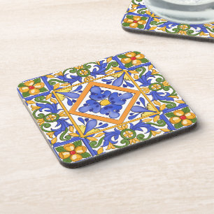 Sicilian style,majolica,summer,colourful pattern  coaster