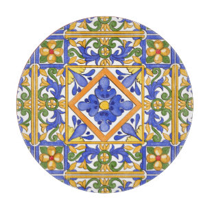 Sicilian style,majolica,summer,colourful pattern  cutting board