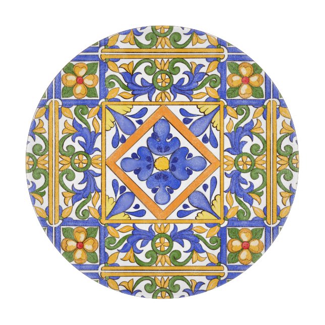 Sicilian style,majolica,summer,colourful pattern  cutting board (Front)